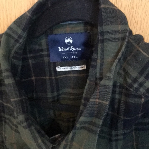 Plaid green and black Mens plus size button down casual long sleeve shirt - Picture 2 of 3